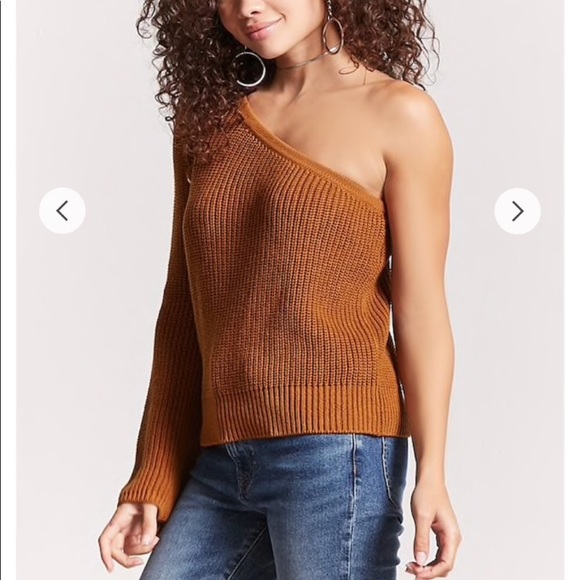 Forever 21 light Brown off the shoulder sweater - Picture 3 of 7